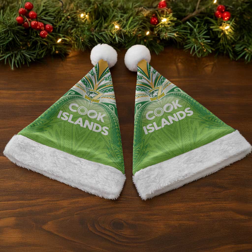Cook Islands Rugby League Christmas Santa Hat Tatau Tribal Motifs-Light Green Color LT03 - Polynesian Pride