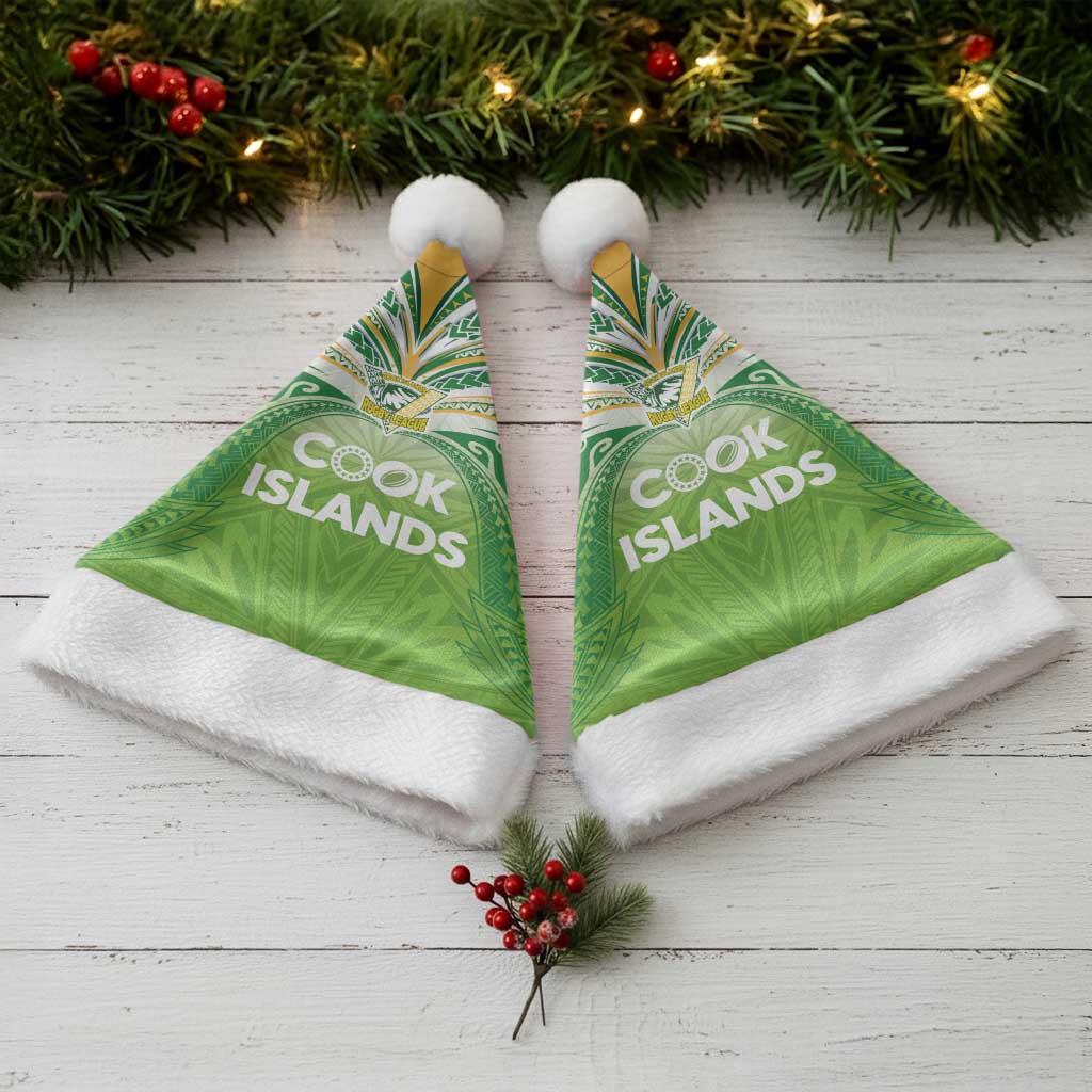 Cook Islands Rugby League Christmas Santa Hat Tatau Tribal Motifs-Light Green Color LT03 - Polynesian Pride