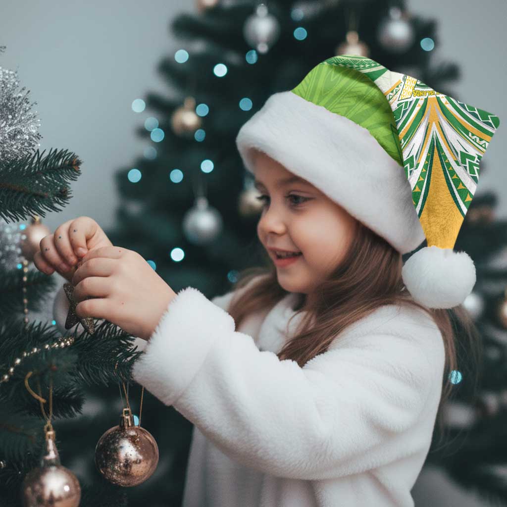 Cook Islands Rugby League Christmas Santa Hat Tatau Tribal Motifs-Light Green Color LT03 - Polynesian Pride