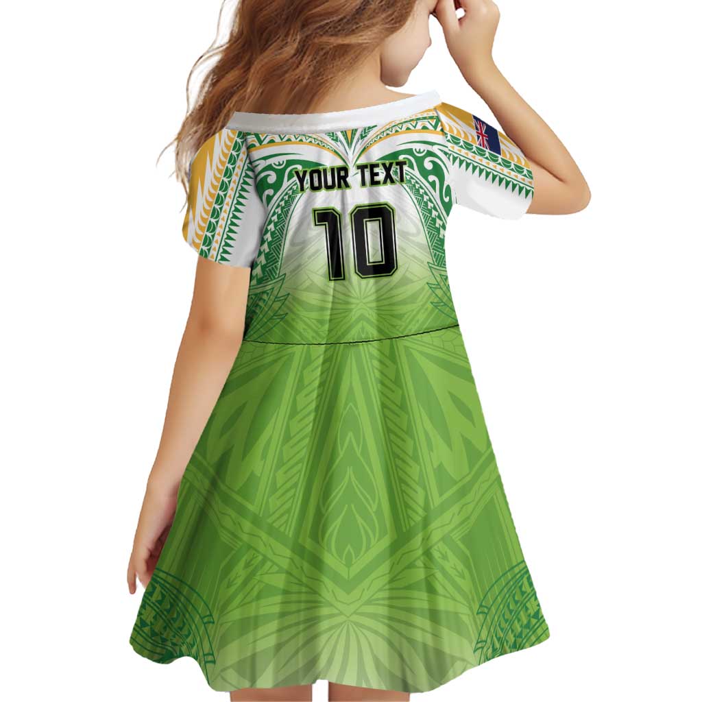 Custom Cook Islands Rugby League Family Matching Summer Maxi Dress and Hawaiian Shirt Tatau Tribal Motifs-Light Green Color LT03 - Polynesian Pride
