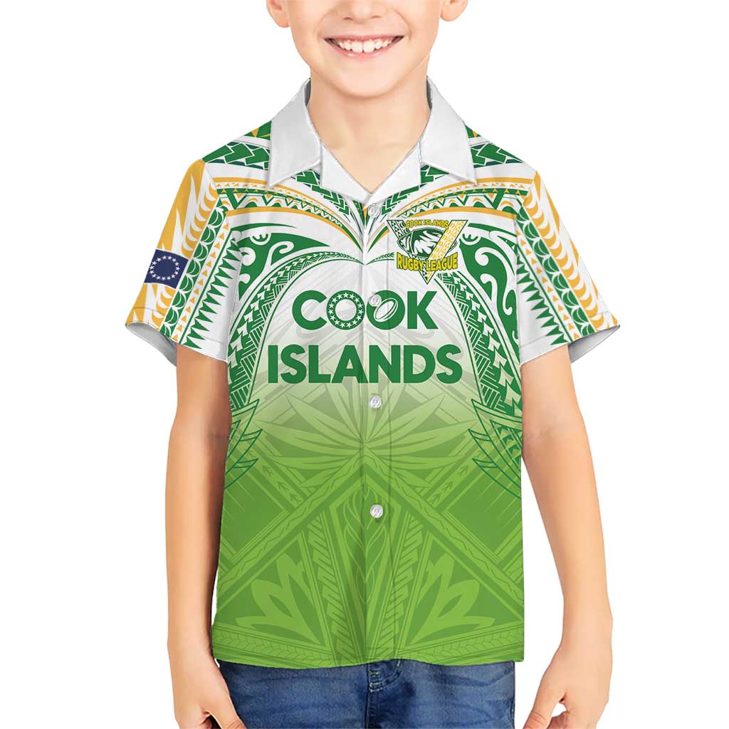 Custom Cook Islands Rugby League Hawaiian Shirt Tatau Tribal Motifs-Light Green Color - Polynesian Pride