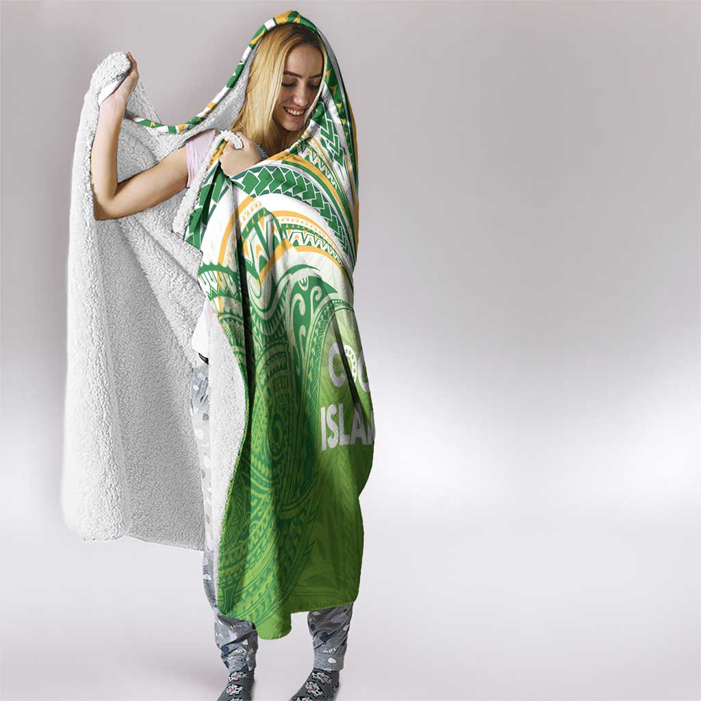 Cook Islands Rugby League Hooded Blanket Tatau Tribal Motifs-Light Green Color - Polynesian Pride
