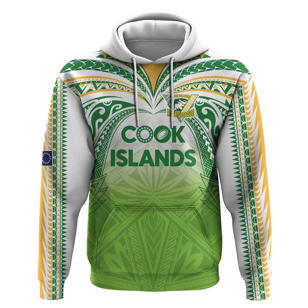 Custom Cook Islands Rugby League Hoodie Tatau Tribal Motifs-Light Green Color LT03 Pullover Hoodie Green - Polynesian Pride