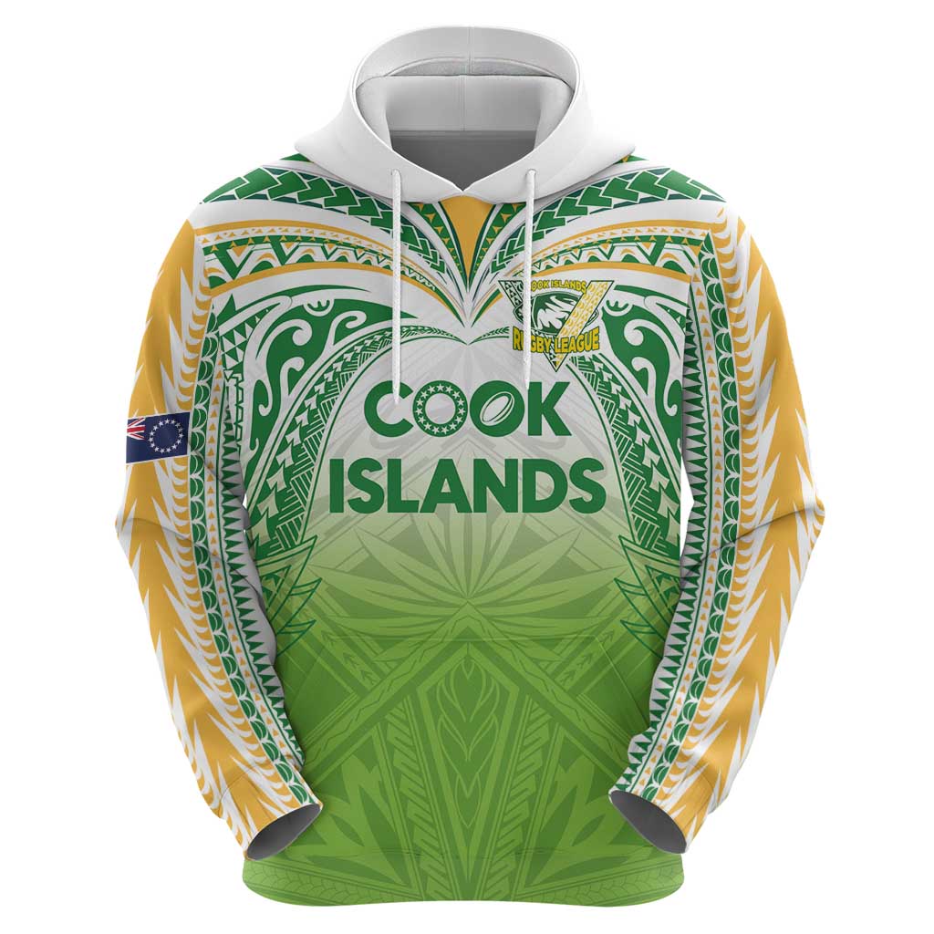 Custom Cook Islands Rugby League Hoodie Tatau Tribal Motifs-Light Green Color LT03 - Polynesian Pride