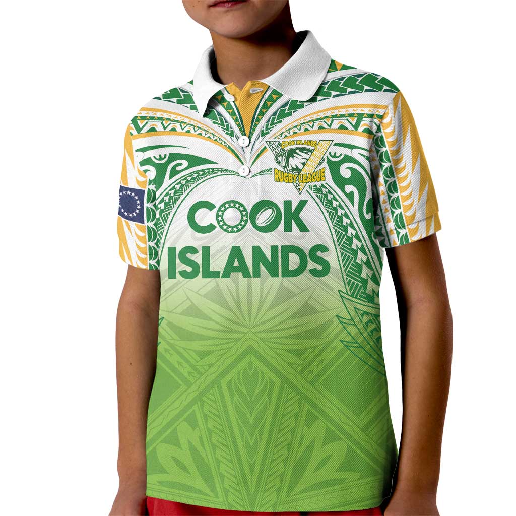Custom Cook Islands Rugby League Kid Polo Shirt Tatau Tribal Motifs-Light Green Color LT03 Kid Green - Polynesian Pride