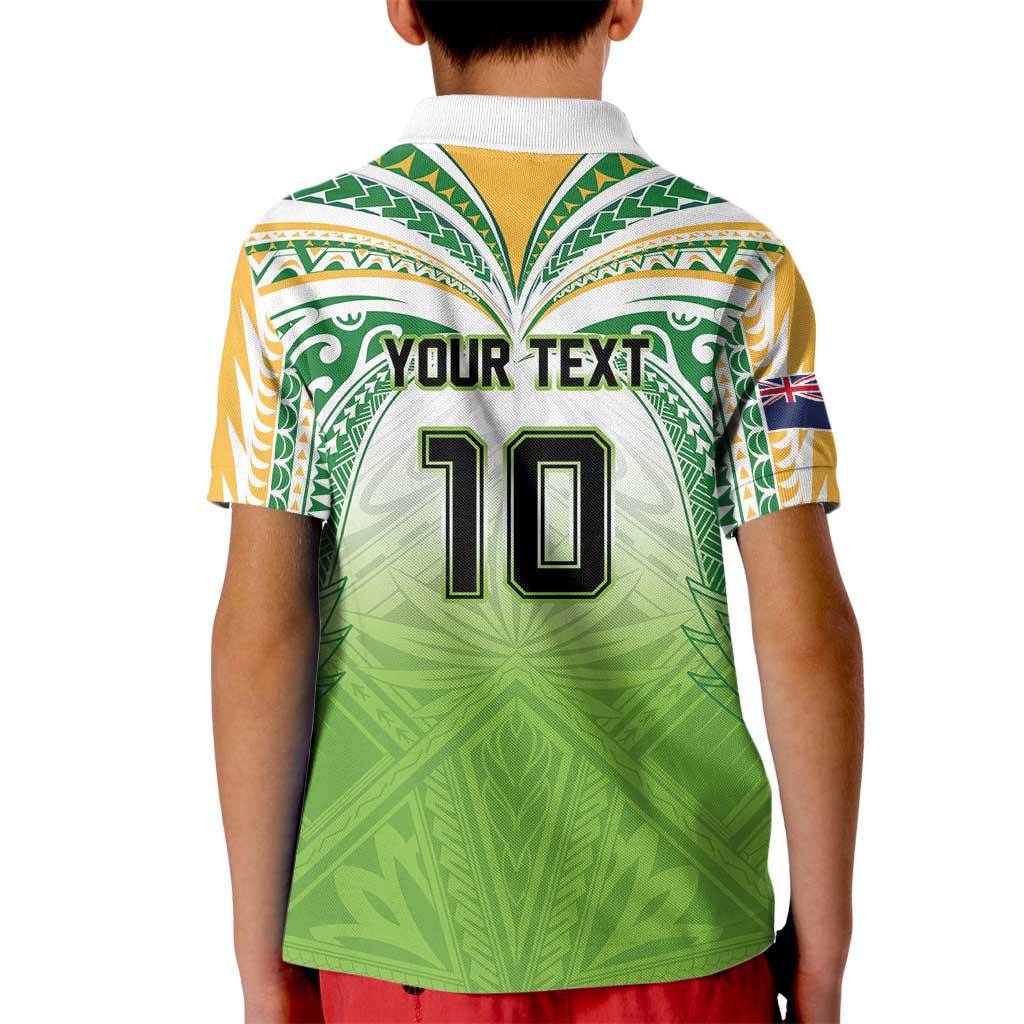 Custom Cook Islands Rugby League Kid Polo Shirt Tatau Tribal Motifs-Light Green Color LT03 - Polynesian Pride
