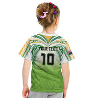 Custom Cook Islands Rugby League Kid T Shirt Tatau Tribal Motifs-Light Green Color - Polynesian Pride