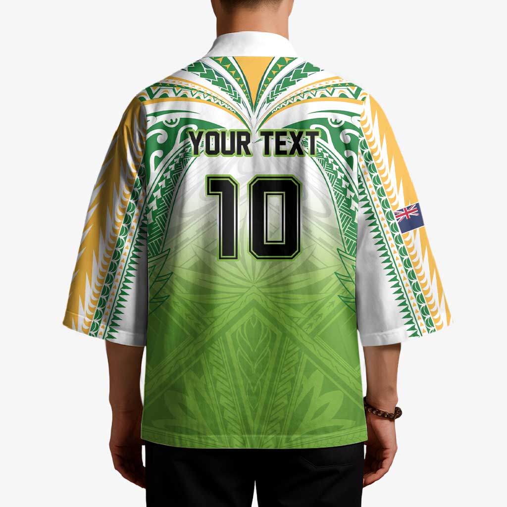 Custom Cook Islands Rugby League Kimono Tatau Tribal Motifs-Light Green Color - Polynesian Pride
