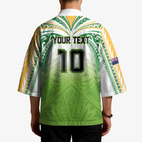 Custom Cook Islands Rugby League Kimono Tatau Tribal Motifs-Light Green Color - Polynesian Pride