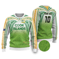 Custom Cook Islands Rugby League Ugly Christmas Sweater Tatau Tribal Motifs-Light Green Color LT03 Green - Polynesian Pride