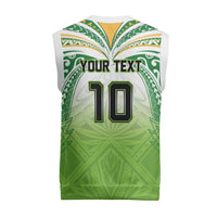 Custom Cook Islands Rugby League Christmas Knitted V-Neck Vest Tatau Tribal Motifs-Light Green Color LT03 - Polynesian Pride