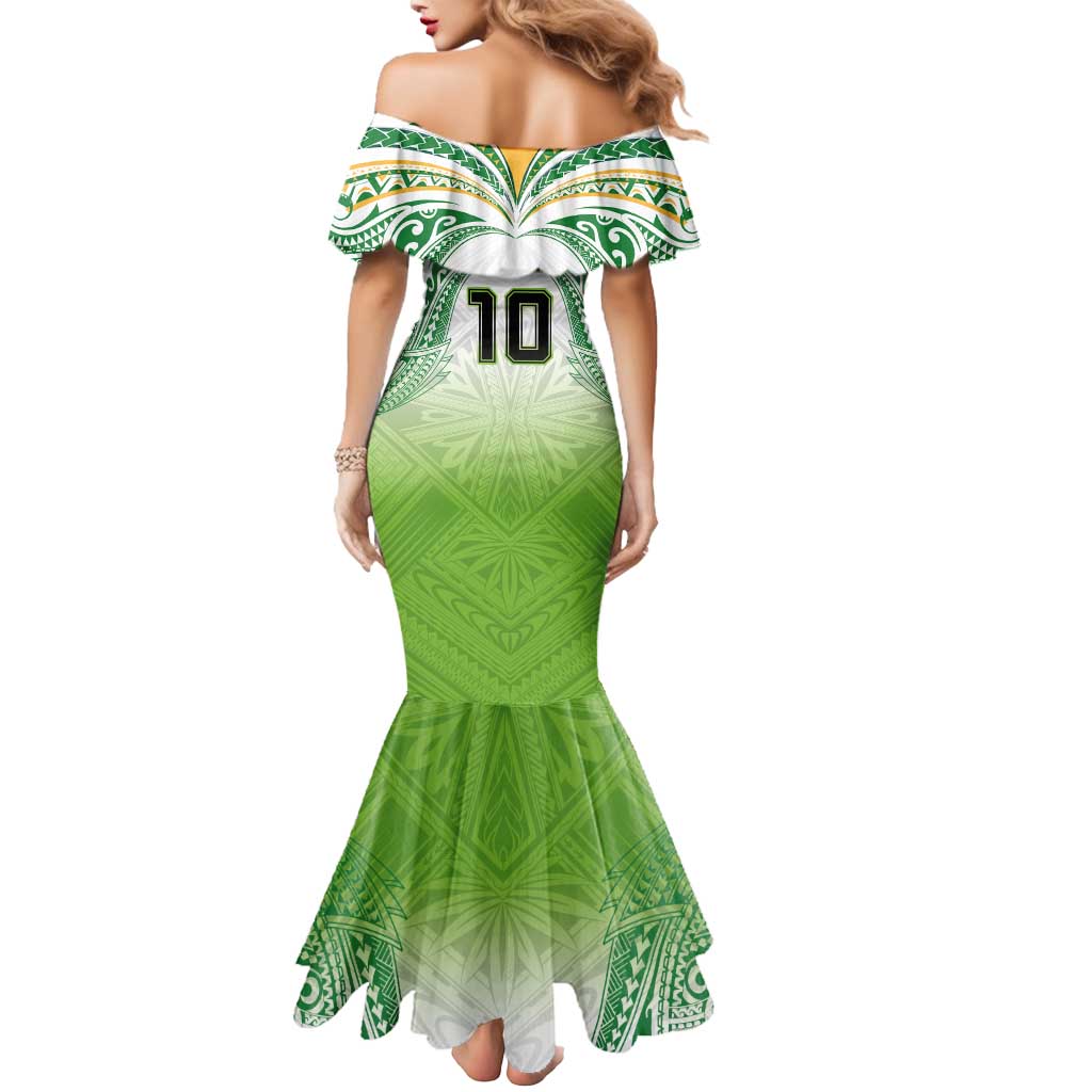 Custom Cook Islands Rugby League Mermaid Dress Tatau Tribal Motifs-Light Green Color LT03 - Polynesian Pride