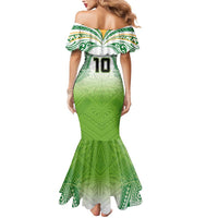 Custom Cook Islands Rugby League Mermaid Dress Tatau Tribal Motifs-Light Green Color LT03 - Polynesian Pride