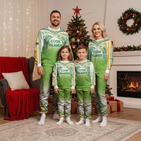Custom Cook Islands Rugby League Christmas Pajama Set Tatau Tribal Motifs-Light Green Color - Polynesian Pride