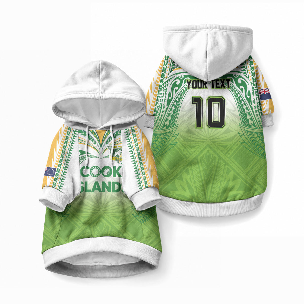Custom Cook Islands Rugby League Pet Hoodie LT03 Pullover Green - Polynesian Pride