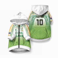 Custom Cook Islands Rugby League Pet Hoodie LT03 Zip-up Green - Polynesian Pride