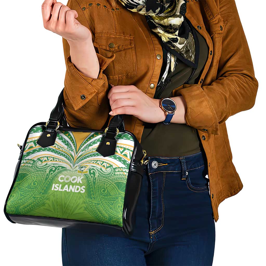 Cook Islands Rugby League Shoulder Handbag Tatau Tribal Motifs-Light Green Color - Polynesian Pride
