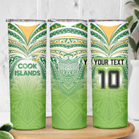 Custom Cook Islands Rugby League Skinny Tumbler Tatau Tribal Motifs-Light Green Color LT03 - Polynesian Pride
