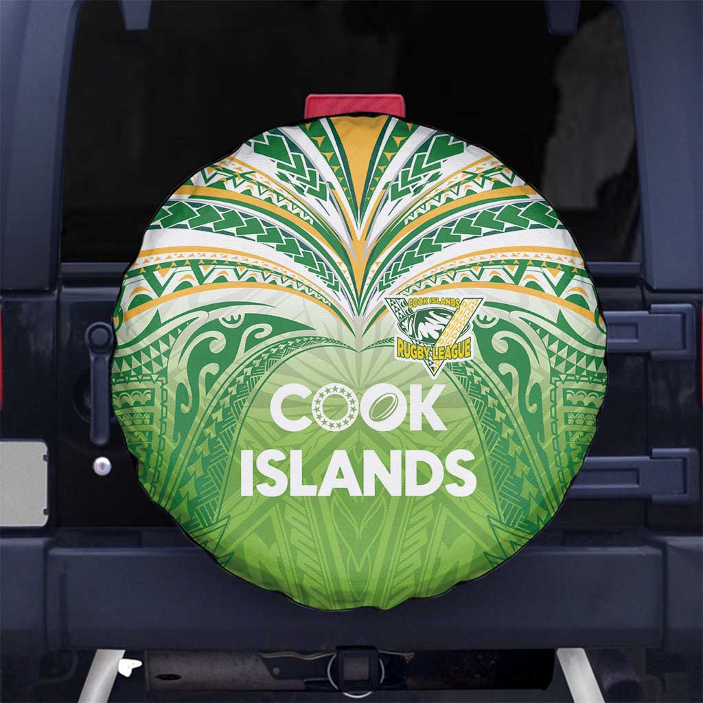 Cook Islands Rugby League Spare Tire Cover Tatau Tribal Motifs-Light Green Color LT03 No hole Green - Polynesian Pride