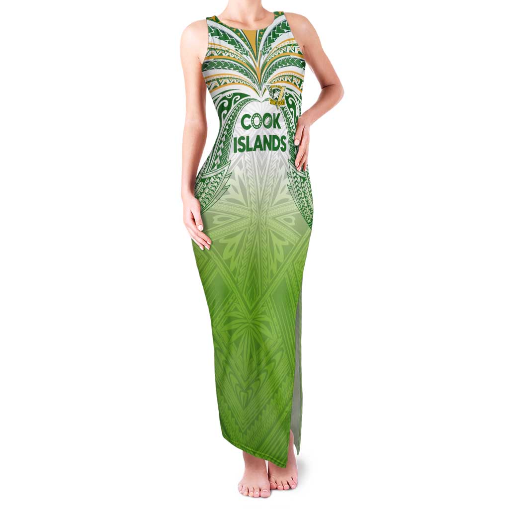 Custom Cook Islands Rugby League Tank Maxi Dress Tatau Tribal Motifs-Light Green Color LT03 Women Green - Polynesian Pride