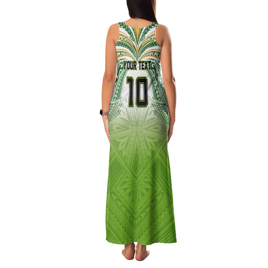 Custom Cook Islands Rugby League Tank Maxi Dress Tatau Tribal Motifs-Light Green Color LT03 - Polynesian Pride