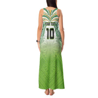 Custom Cook Islands Rugby League Tank Maxi Dress Tatau Tribal Motifs-Light Green Color LT03 - Polynesian Pride