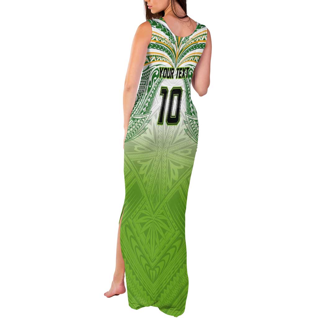 Custom Cook Islands Rugby League Tank Maxi Dress Tatau Tribal Motifs-Light Green Color LT03 - Polynesian Pride