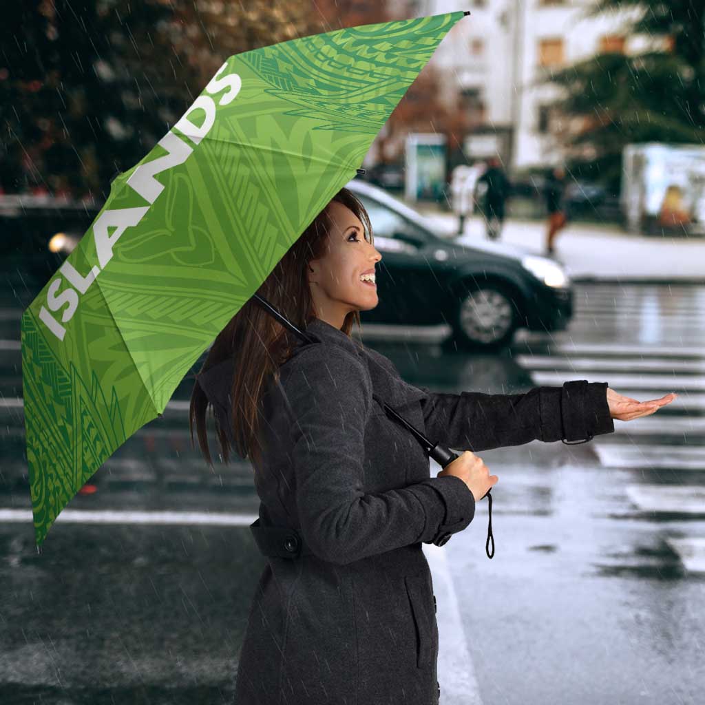 Cook Islands Rugby League Umbrella Tatau Tribal Motifs-Light Green Color - Polynesian Pride
