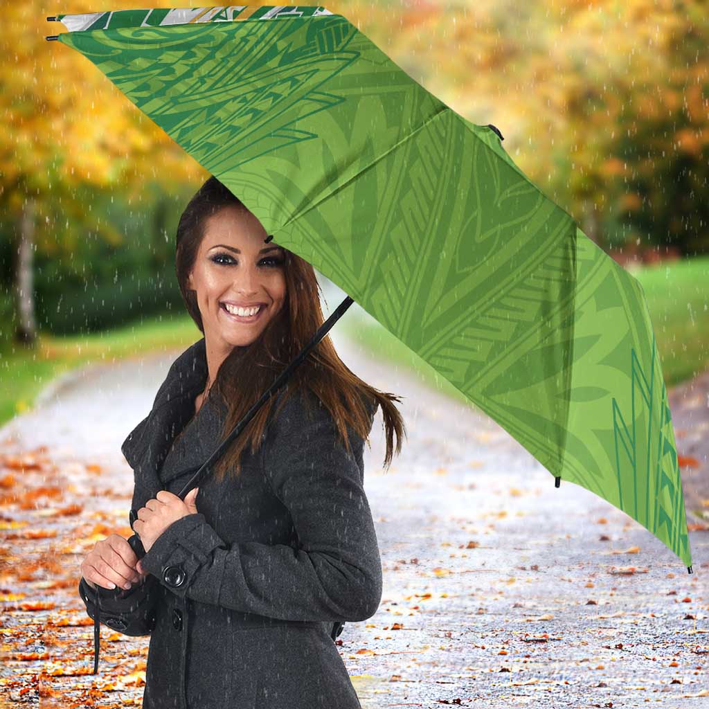 Cook Islands Rugby League Umbrella Tatau Tribal Motifs-Light Green Color - Polynesian Pride