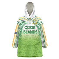 Custom Cook Islands Rugby League Wearable Blanket Hoodie Tatau Tribal Motifs-Light Green Color LT03 One Size Green - Polynesian Pride