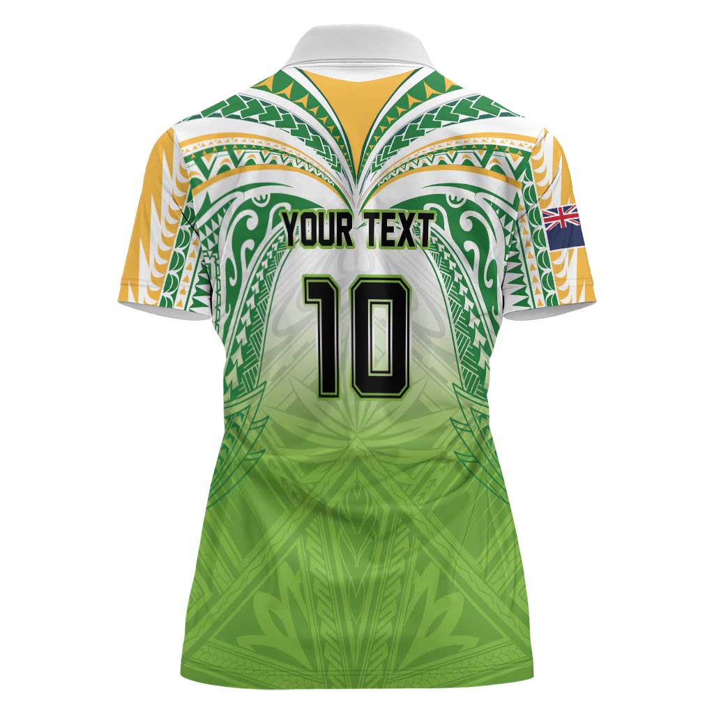 Custom Cook Islands Rugby League Women Polo Shirt Tatau Tribal Motifs-Light Green Color LT03 - Polynesian Pride