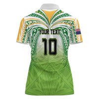 Custom Cook Islands Rugby League Women Polo Shirt Tatau Tribal Motifs-Light Green Color LT03 - Polynesian Pride