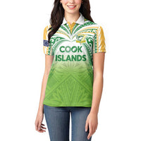 Custom Cook Islands Rugby League Women Polo Shirt Tatau Tribal Motifs-Light Green Color LT03 - Polynesian Pride