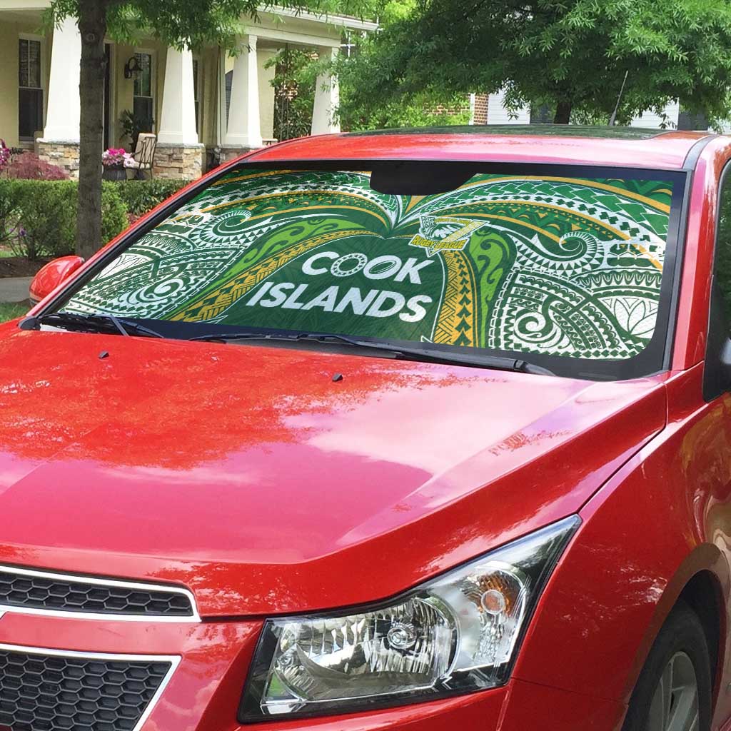 Cook Islands Rugby League Auto Sun Shade Tatau Tribal Motifs-Dark Green Color LT03 - Polynesian Pride