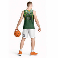 Custom Cook Islands Rugby League Basketball Jersey - Tatau Tribal Motifs Dark Green LT03 - Polynesian Pride