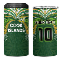 Custom Cook Islands Rugby League 4 in 1 Can Cooler Tumbler Tatau Tribal Motifs-Dark Green Color LT03 One Size: 16 oz Green - Polynesian Pride