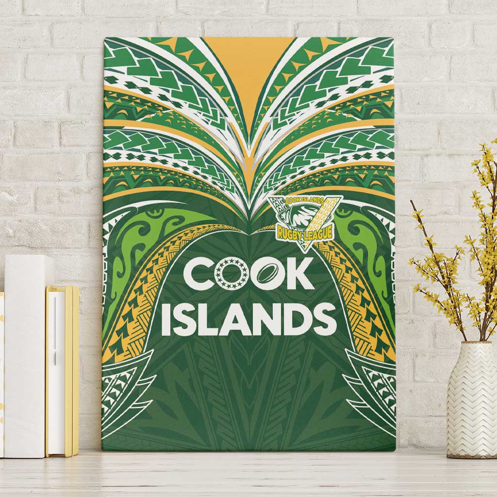 Cook Islands Rugby League Canvas Wall Art Tatau Tribal Motifs-Dark Green Color LT03 Without Frame Green - Polynesian Pride