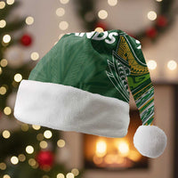 Cook Islands Rugby League Christmas Santa Hat Tatau Tribal Motifs-Dark Green Color LT03 Without Fur Green - Polynesian Pride