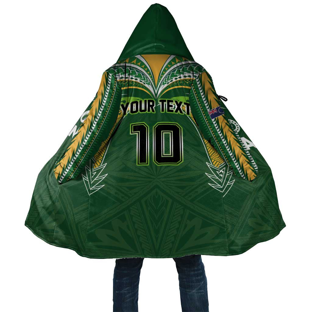 Custom Cook Islands Rugby League Cloak Tatau Tribal Motifs-Dark Green Color - Polynesian Pride