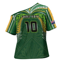 Custom Cook Islands Rugby League Cross Shoulder Shirt Tatau Tribal Motifs-Dark Green Color LT03 - Polynesian Pride