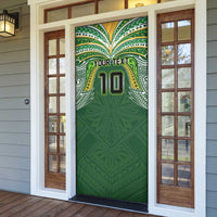 Custom Cook Islands Rugby League Door Cover Tatau Tribal Motifs-Dark Green Color LT03 - Polynesian Pride