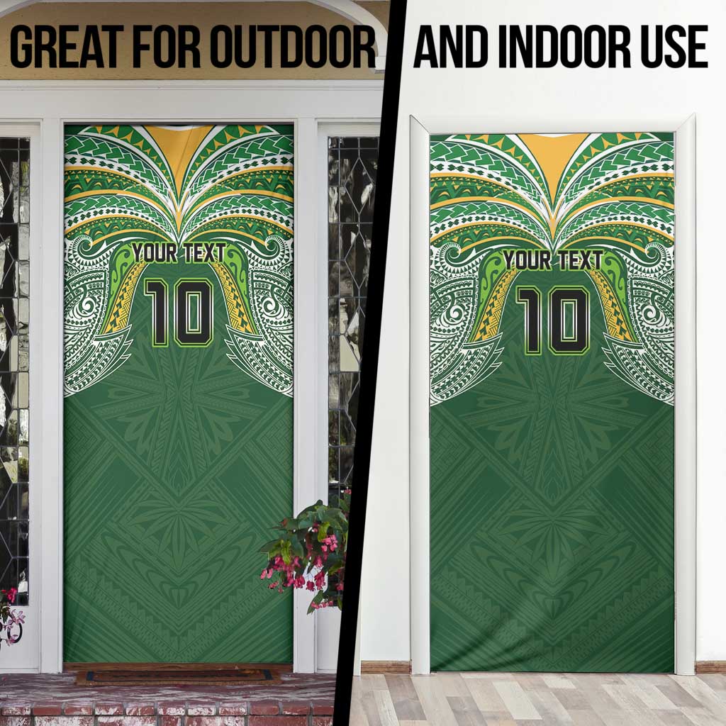 Custom Cook Islands Rugby League Door Cover Tatau Tribal Motifs-Dark Green Color LT03 - Polynesian Pride