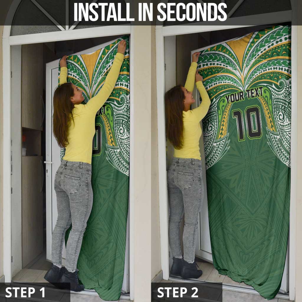 Custom Cook Islands Rugby League Door Cover Tatau Tribal Motifs-Dark Green Color LT03 - Polynesian Pride