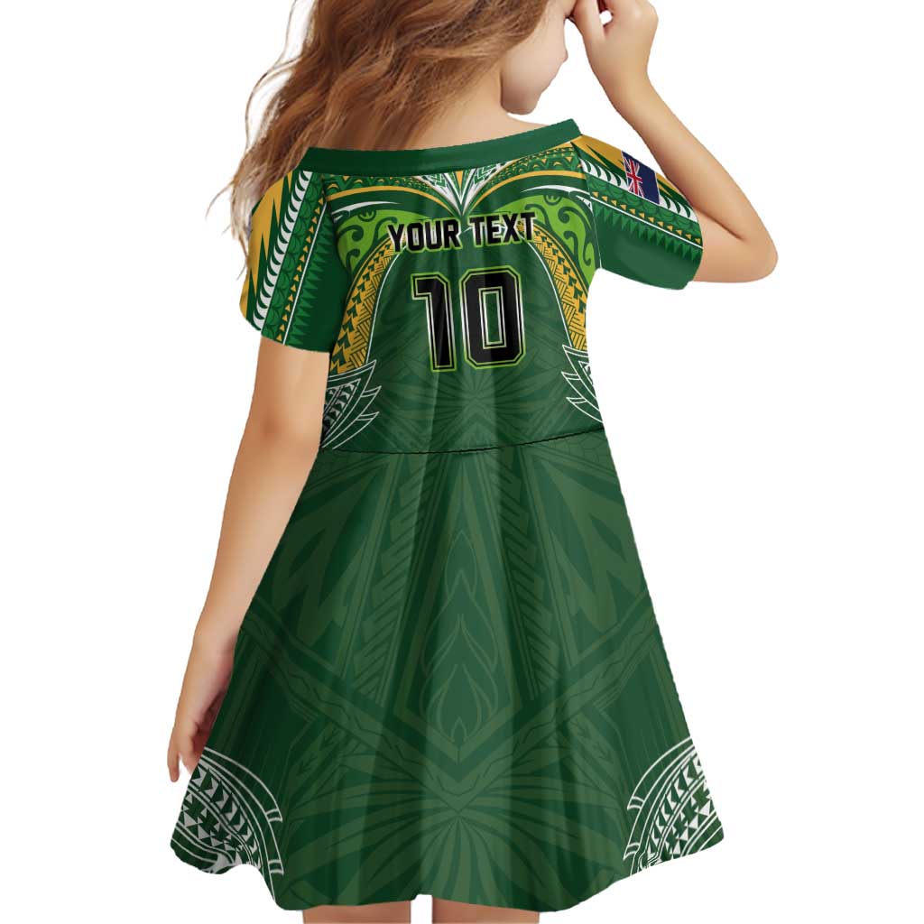 Custom Cook Islands Rugby League Family Matching Mermaid Dress and Hawaiian Shirt Tatau Tribal Motifs-Dark Green Color LT03 - Polynesian Pride