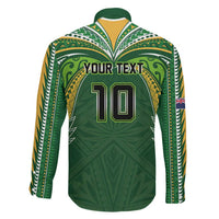 Custom Cook Islands Rugby League Family Matching Mermaid Dress and Hawaiian Shirt Tatau Tribal Motifs-Dark Green Color LT03 - Polynesian Pride