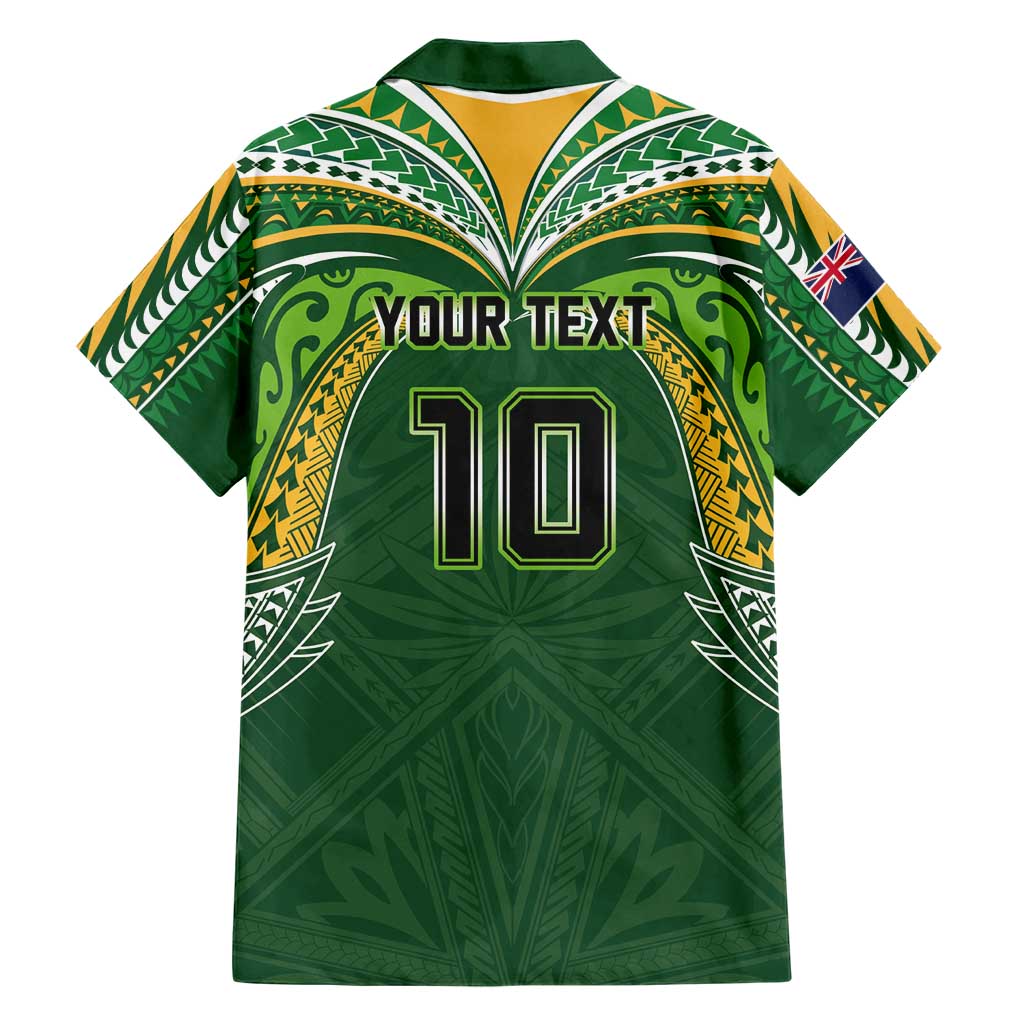 Custom Cook Islands Rugby League Family Matching Summer Maxi Dress and Hawaiian Shirt Tatau Tribal Motifs-Dark Green Color LT03 - Polynesian Pride