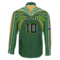 Custom Cook Islands Rugby League Family Matching Summer Maxi Dress and Hawaiian Shirt Tatau Tribal Motifs-Dark Green Color LT03 - Polynesian Pride