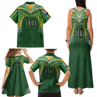 Custom Cook Islands Rugby League Family Matching Tank Maxi Dress and Hawaiian Shirt Tatau Tribal Motifs-Dark Green Color LT03 - Polynesian Pride