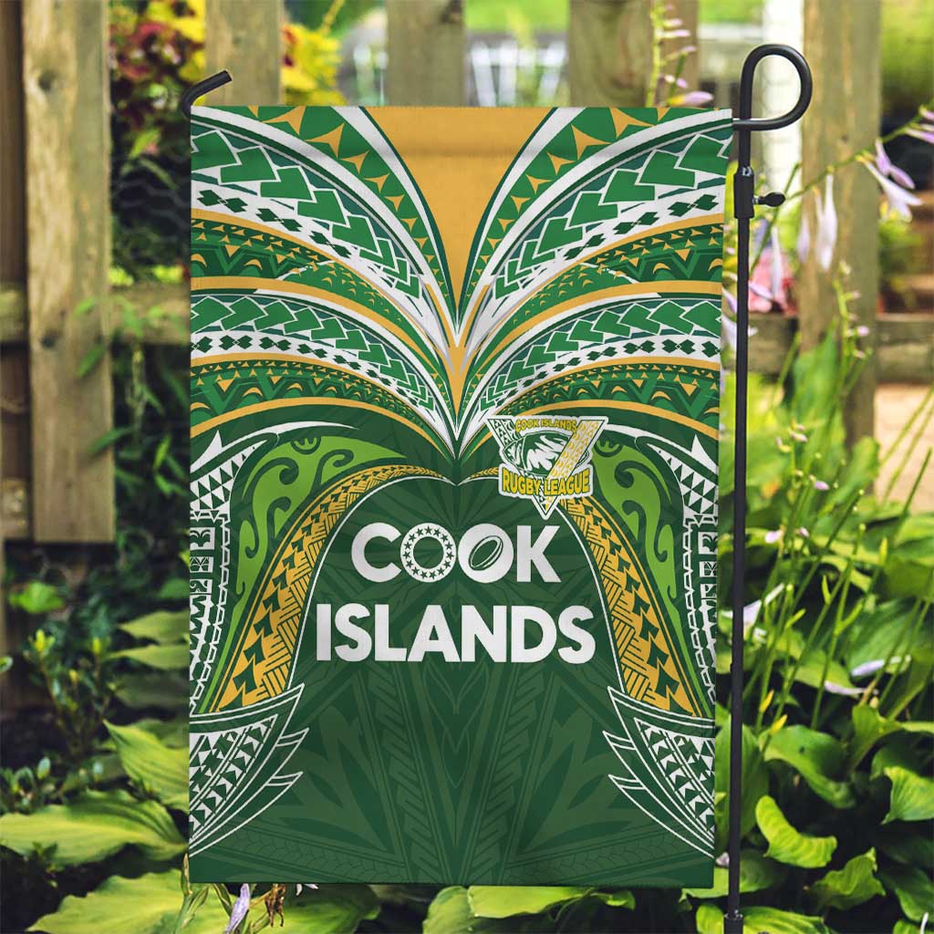Cook Islands Rugby League Garden Flag Tatau Tribal Motifs-Dark Green Color LT03 Garden Flag Green - Polynesian Pride