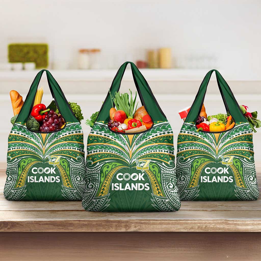 Cook Islands Rugby League Grocery Bag Tatau Tribal Motifs-Dark Green Color - Polynesian Pride